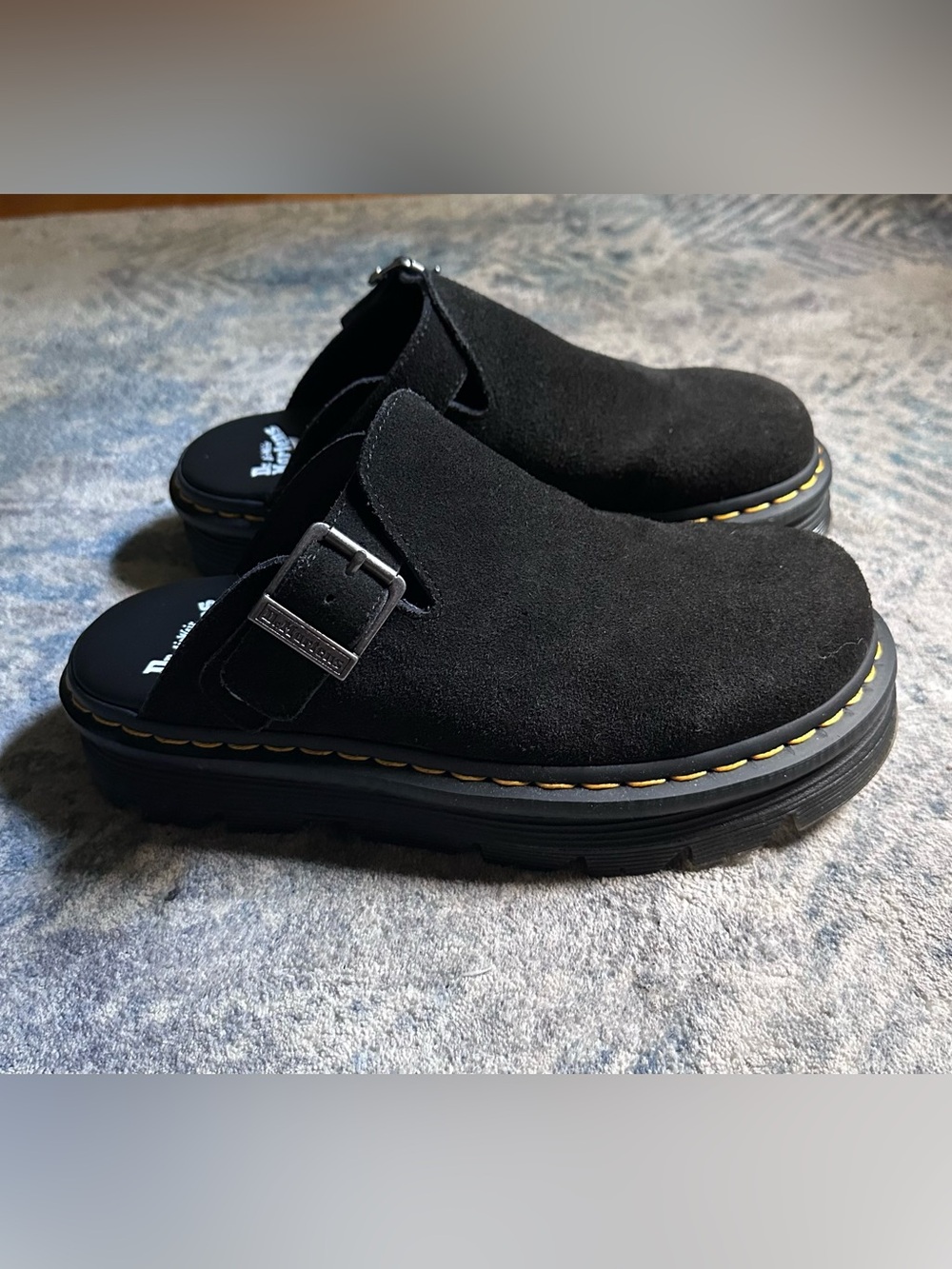 Dr. Martens Black Suede Slip-On Mule